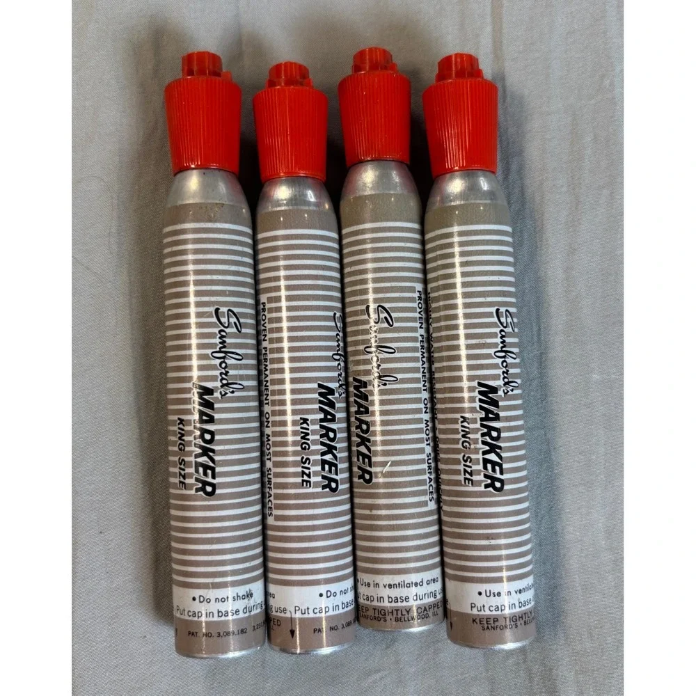 Vintage Sanford's King Size smelly Permanent Markers Red Ink set of 4 xylene ink